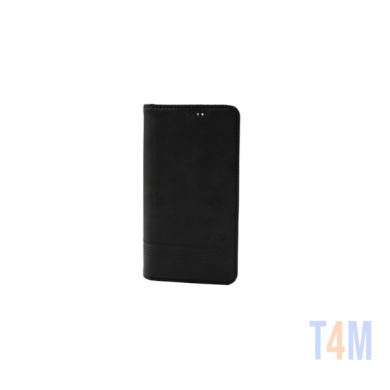 CAPA FLIP DE COURO COM BOLSO INTERNO PARA OPPO A32/A53(2020)/A53S/A33(2020) PRETO